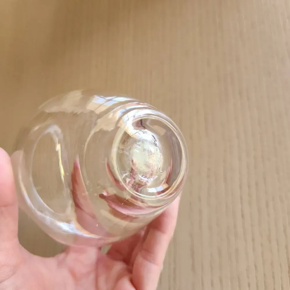 Clear mini glass vase round tulip top flare 5 in